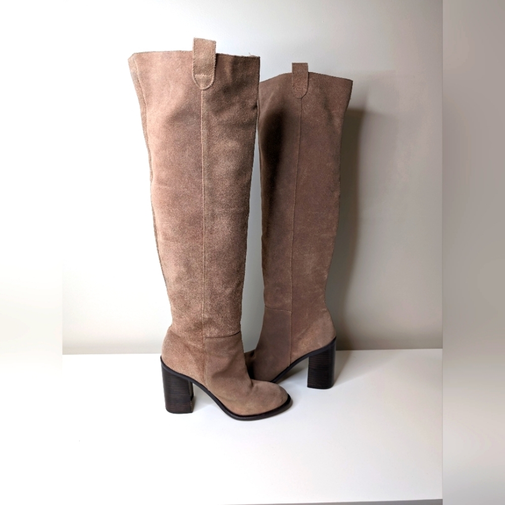 Kelsi Dagger Tan Over the Knee Boots